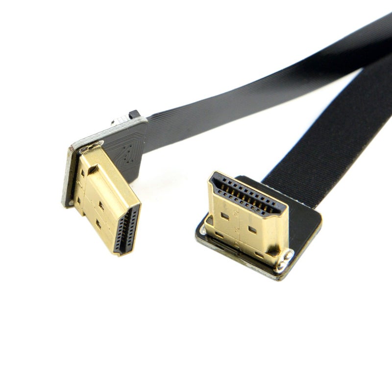 JSER FPV HDMI Type A Male to HDMI Male HDTV FPC Flat Cable Dual Up Angled 90 Degree 50cm - Image 2